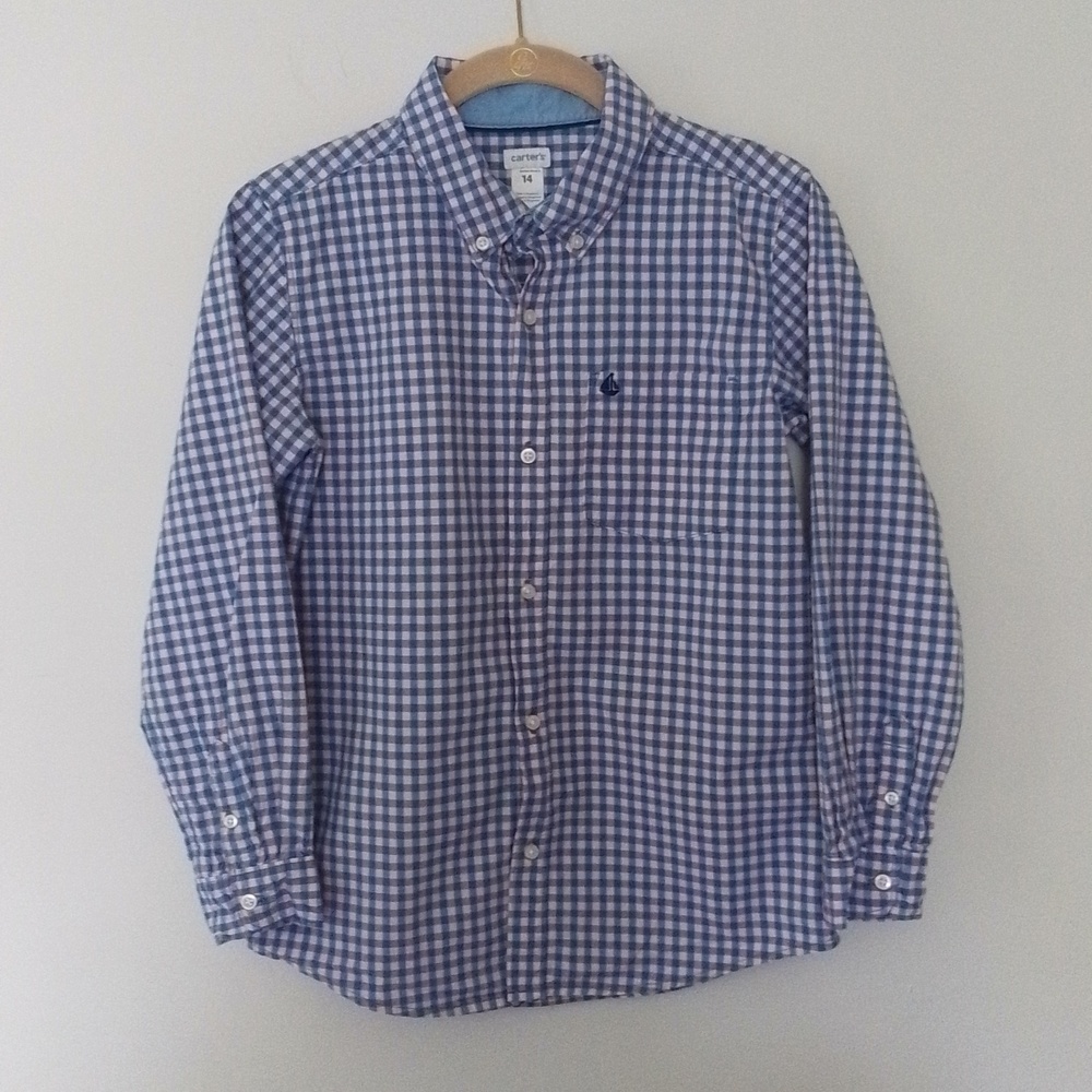 Carter's boys size 14 long sleeve button down collar dress shirt b